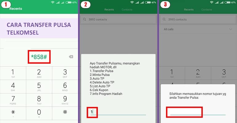 10 Cara Transfer Pulsa Telkomsel ke Indosat, XL, Axis dan 3