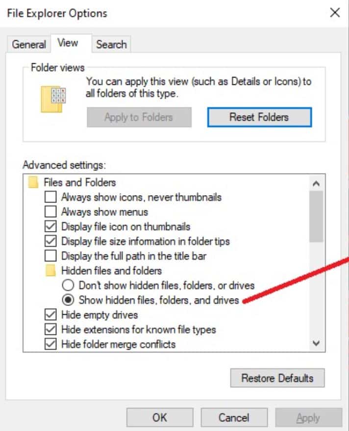 Pada-bagian-menu-Folder-Option-klik-pada-kotak-yang-ada-di-samping-tulisan-Show-Hidden-Files-Folder-an-Drives-agar-folder-Chromium-yang-tersembunyi-bisa-ditampilkan